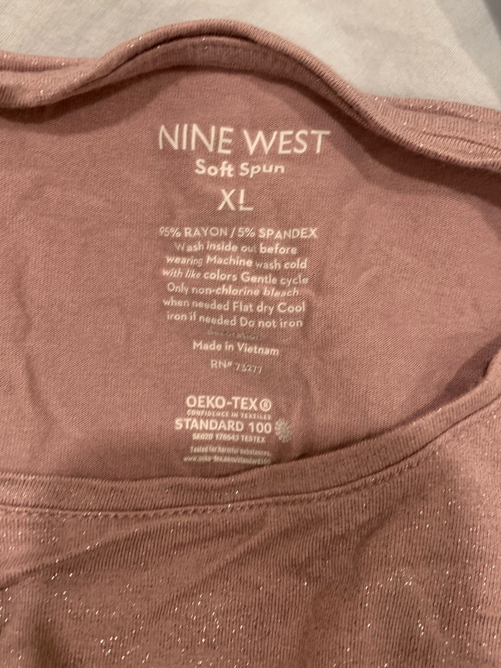 Nine West Dusty Rose Sparkle Long Sleeve Soft Spun Top